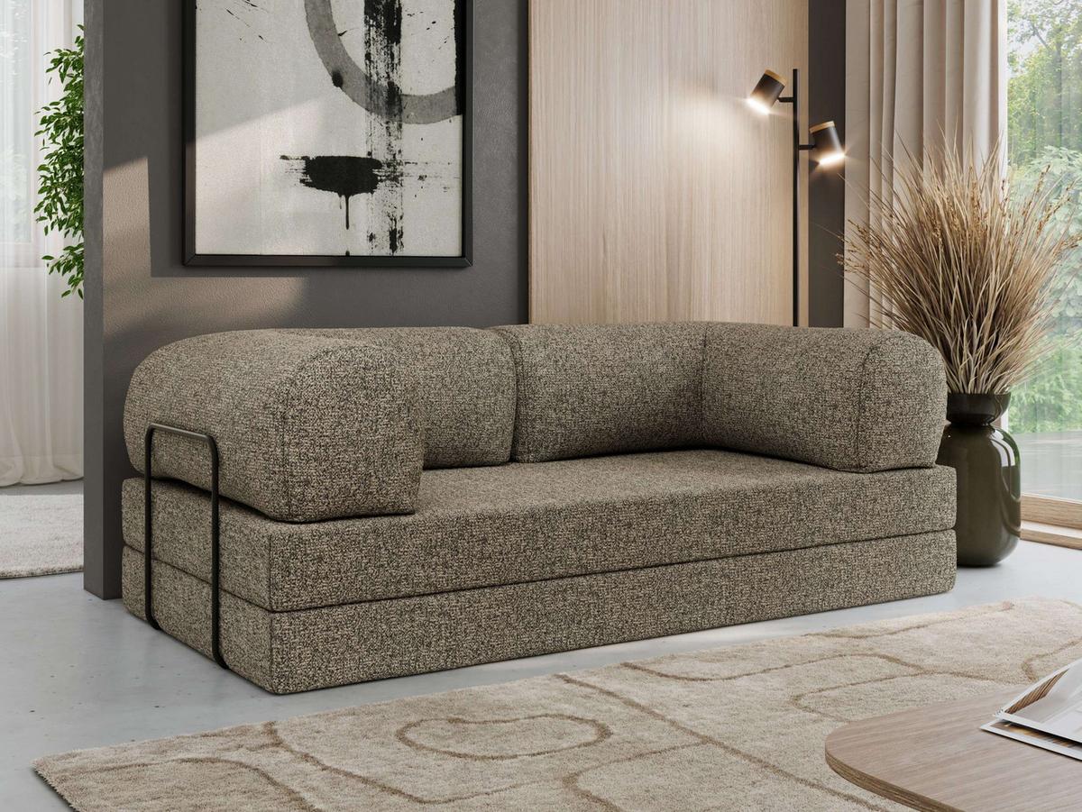 3-SITZER SOFA ORSETTO - Grau Stukture - Schwarz/Grau, Textil/Metall (200/70/100cm) - MKS