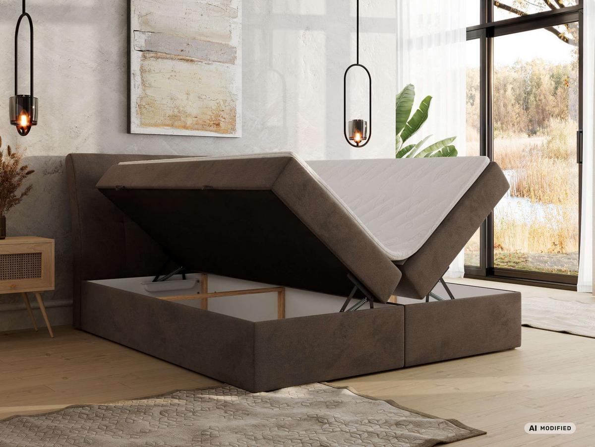 BOXBETT DAGOS 180/200 - Braun Velvet - Topper T25 - H4 - Schwarz/Braun, Kunststoff/Textil (180/200cm) - MKS