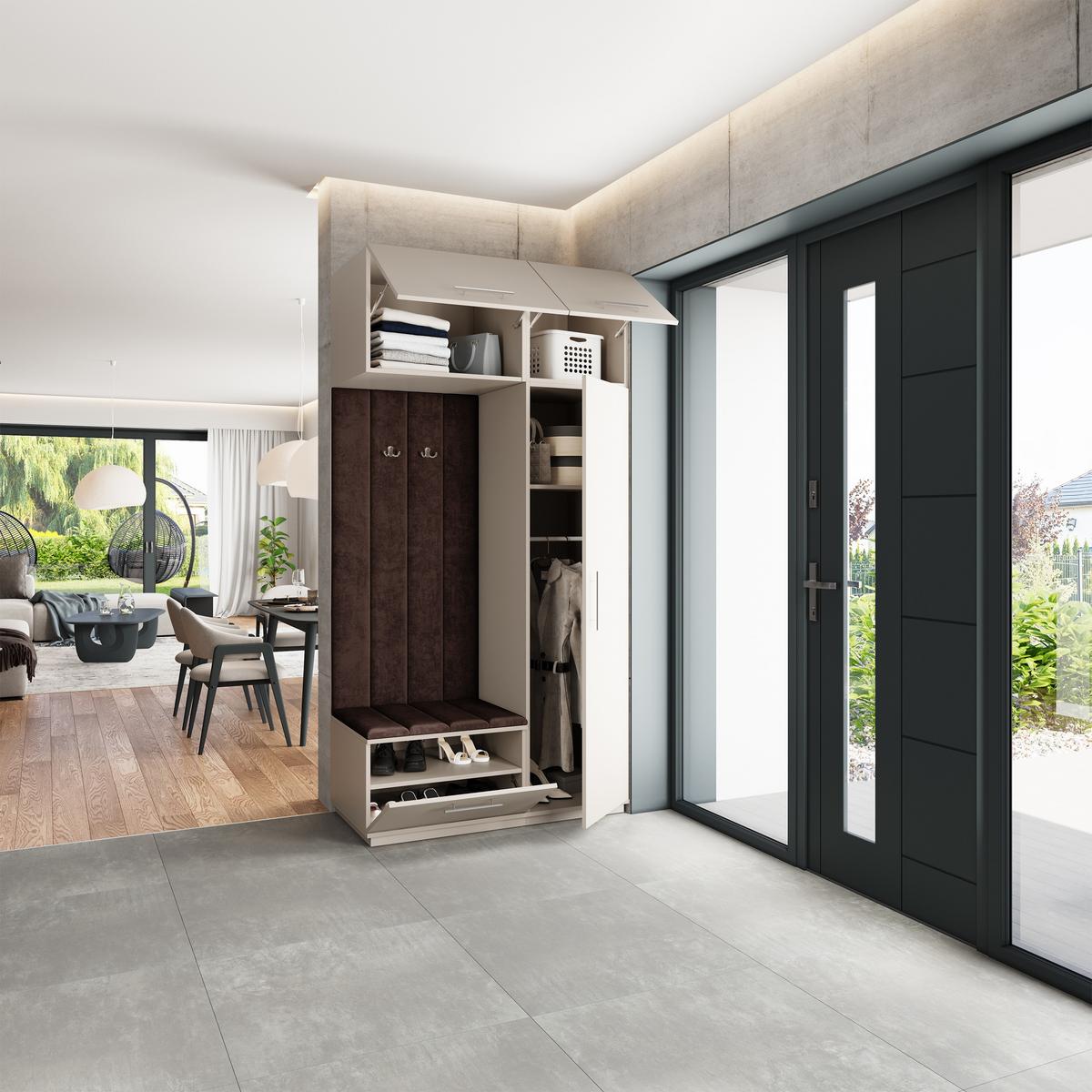 GARDEROBENSCHRANK REMA 120/240/60 cm Modern Garderobe-Set Kaschmir - Kaschmir/Braun, Holzwerkstoff (120/240/60cm) - MASSENO