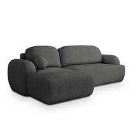 ECKSOFA MODENZA N L-S Grau Boucle-Stoff mit Schlaffunktion - Schwarz/Grau, Holz/Kunststoff (266/148cm) - MASSENO