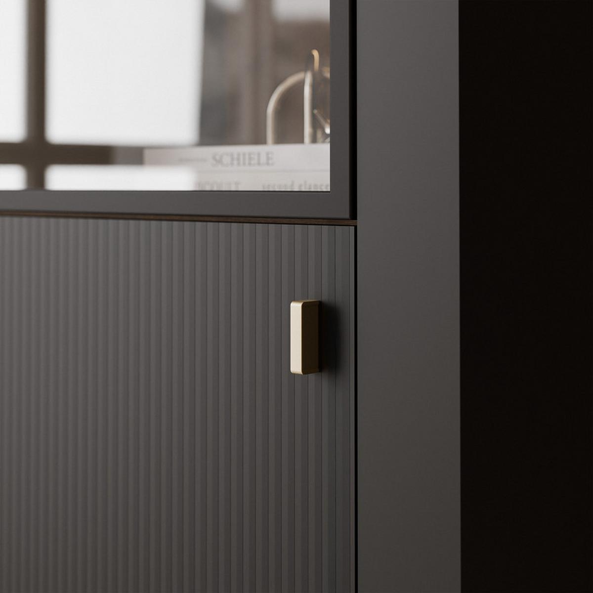 VITRINE AVENA Glastüren, 60/40/194 cm Schwarz / Eiche - Schwarz, Holzwerkstoff/Kunststoff (60/194/40cm) - Idohome