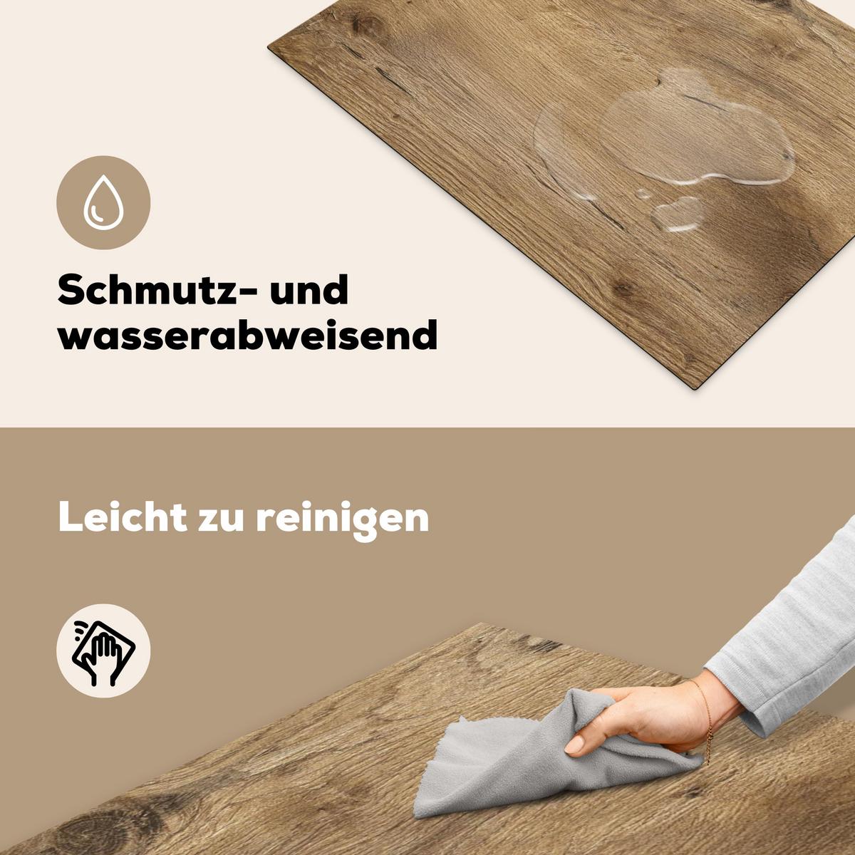 HERDABDECKPLATTE Holz - Braun - Holzoptik Herdabdeckung Induktionsfeld 75x52 cm - Eichefarben, Kunststoff (75/52/0.2cm) - MuchoWow