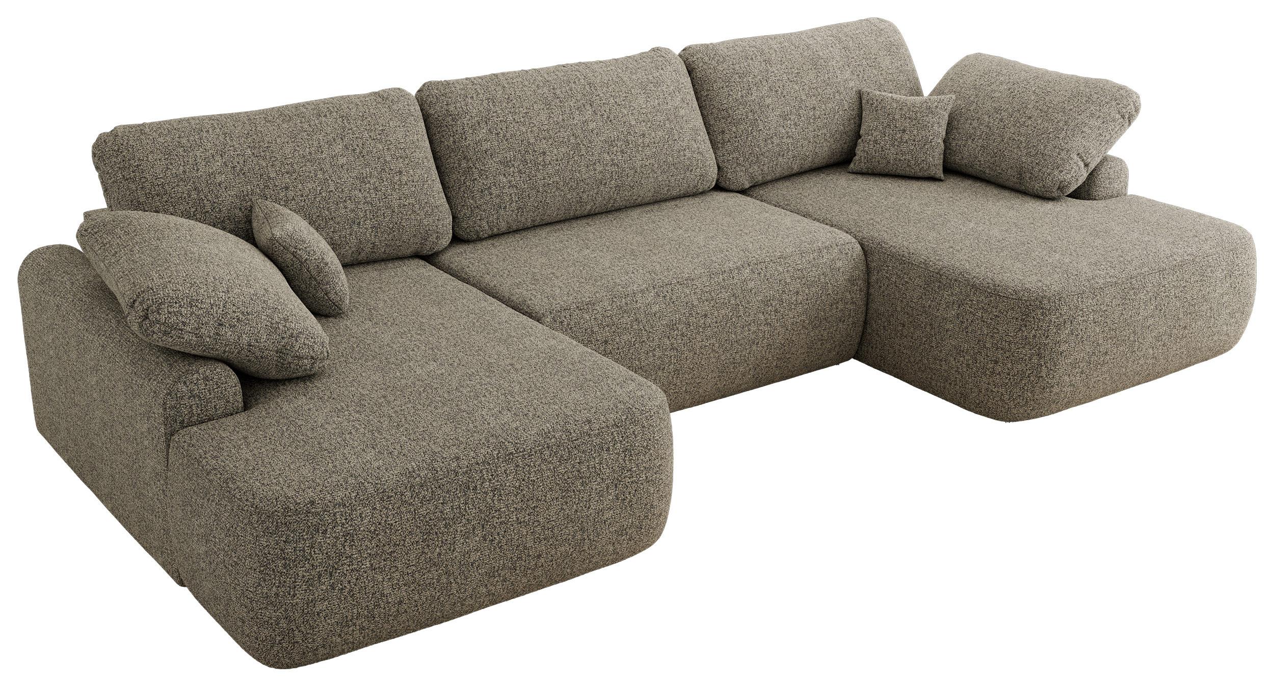 WOHNLANDSCHAFT CUBO U Grau Struktur - Schwarz/Grau, Kunststoff/Textil (370/100/187cm) - MKS