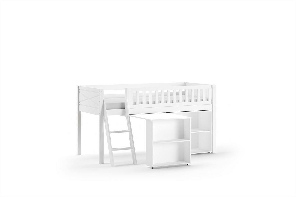 HOCHBETT Karyl 208x114x135 Massivholz Weiß Regal - Weiß, Holz (90/200cm) - 58aufmkessel