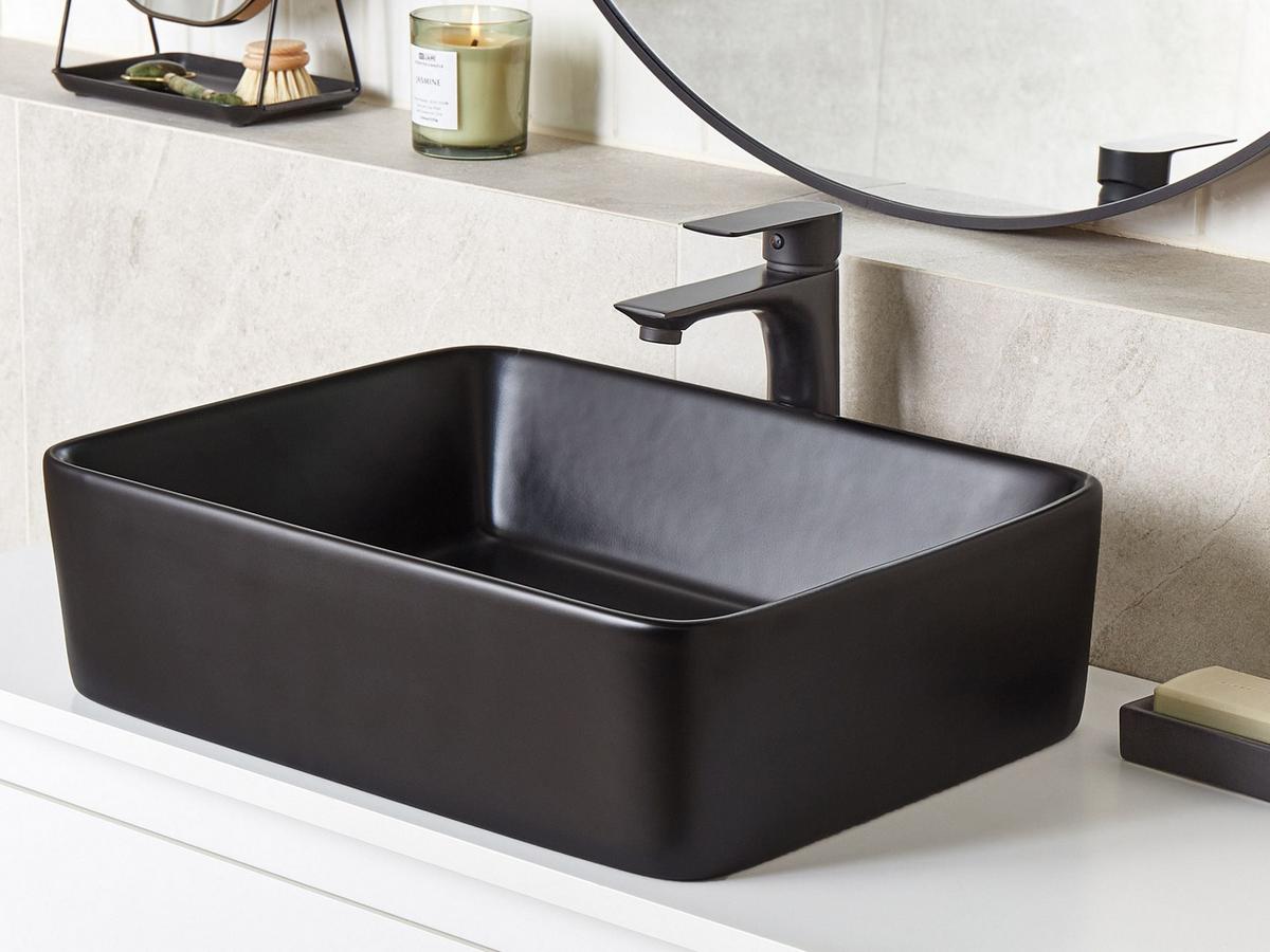 AUFSATZWASCHBECKEN Schwarz 49/38 cm Keramik Travesia - Schwarz, Keramik (49/14/38cm) - Beliani