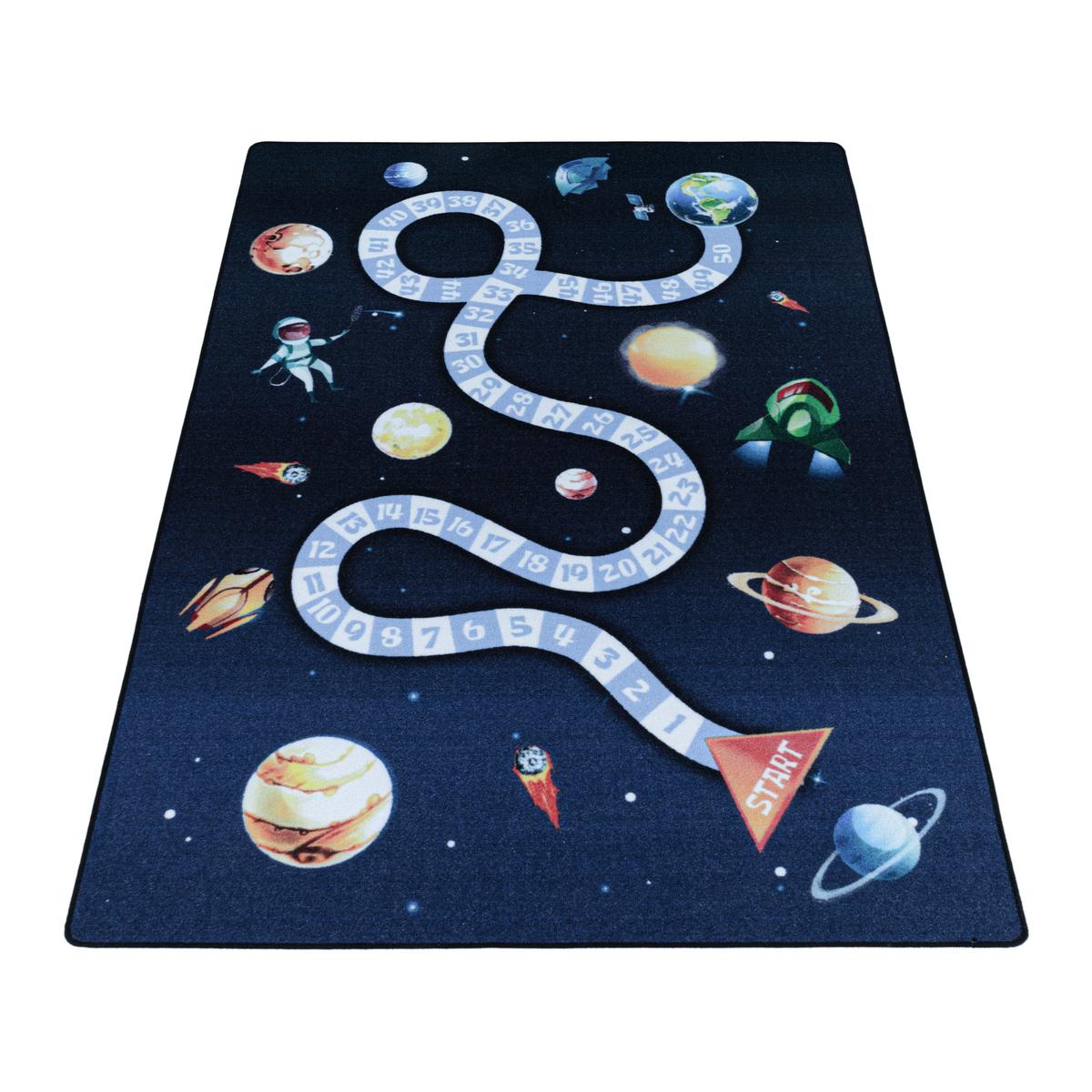 KINDERTEPPICH TRAUN, mit Weltraum-Motiv, Marineblau, 160 x 230 cm - Blau, Textil (230/160cm) - KADIMA DESIGN