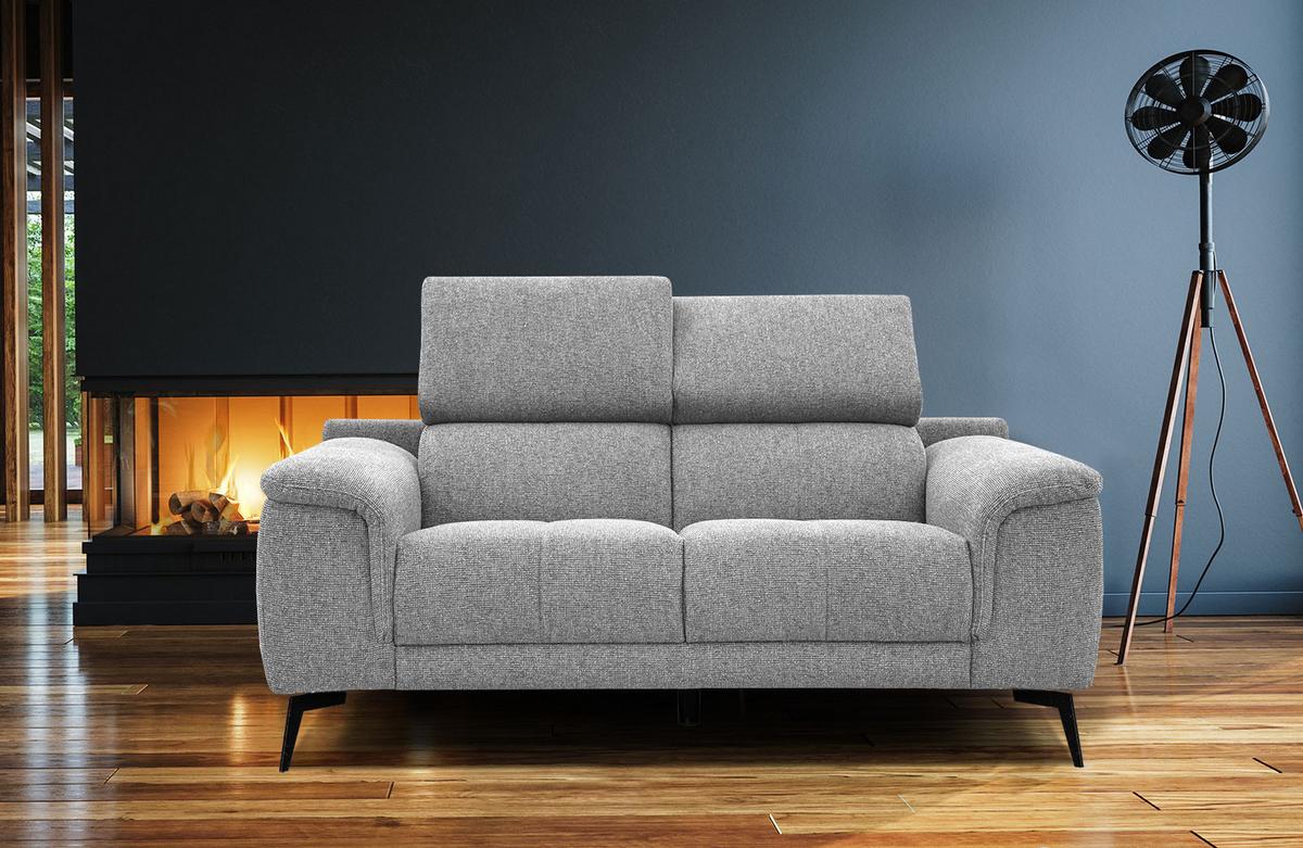SOFA FIERO 2-Sitzer, silberfarben - Silberfarben/Schwarz, Holzwerkstoff/Textil (170/82/103cm) - Wozimo