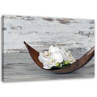 WANDBILD Orchidee Blumen Vintage 100x70cm - Grau, Textil (100/70cm) - Feeby