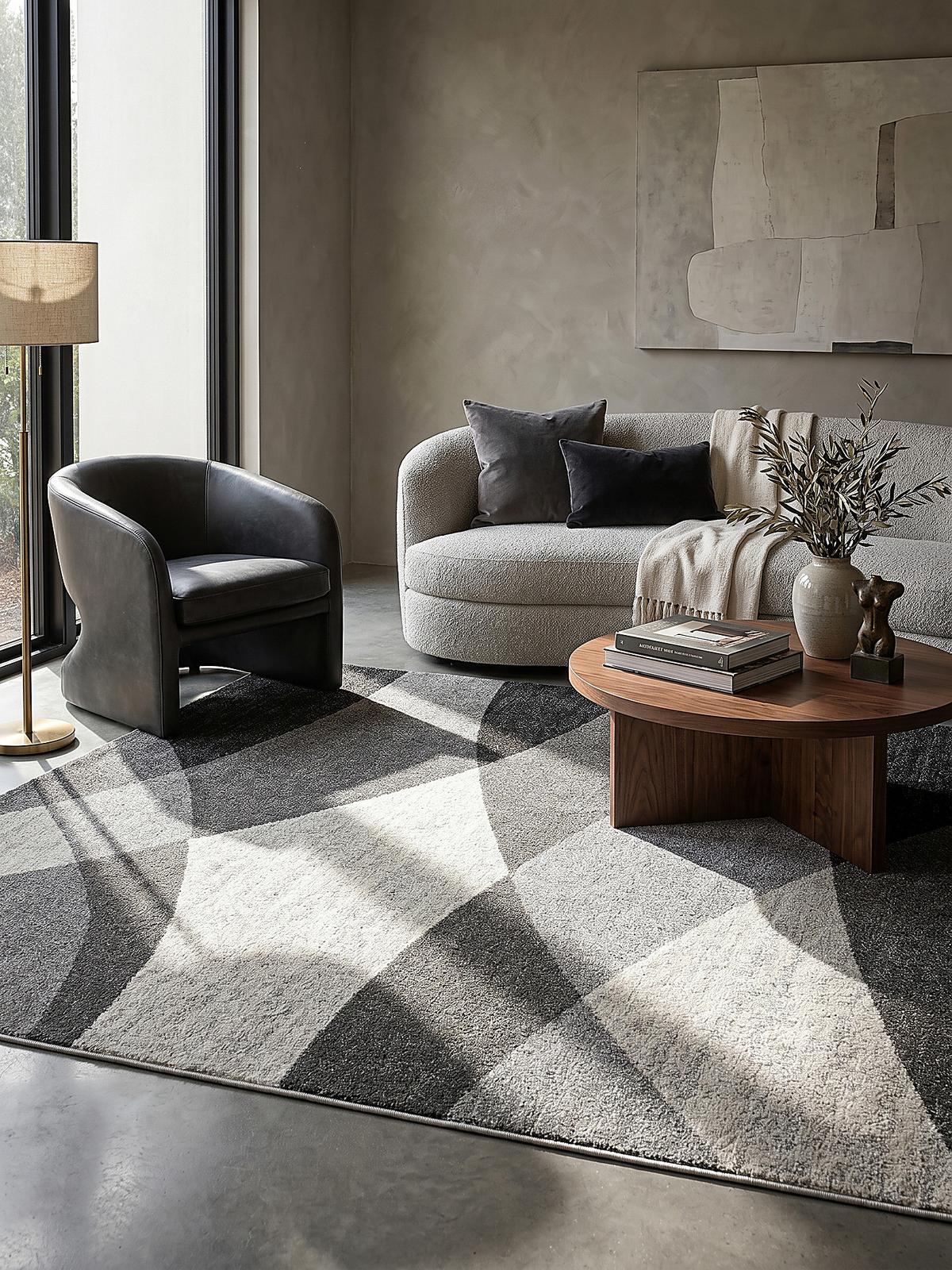 TEPPICH Niederflor Abstrakt THUR Polypropylen Grau 80 x 140 cm - Grau, Textil (160/220cm) - KADIMA DESIGN