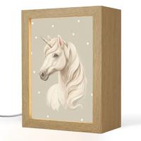 NACHTTISCHLAMPE Einhorn - Weiß - Punkte 15x20 cm - Taupe, Holzwerkstoff (8/15/20cm) - OnlyWow