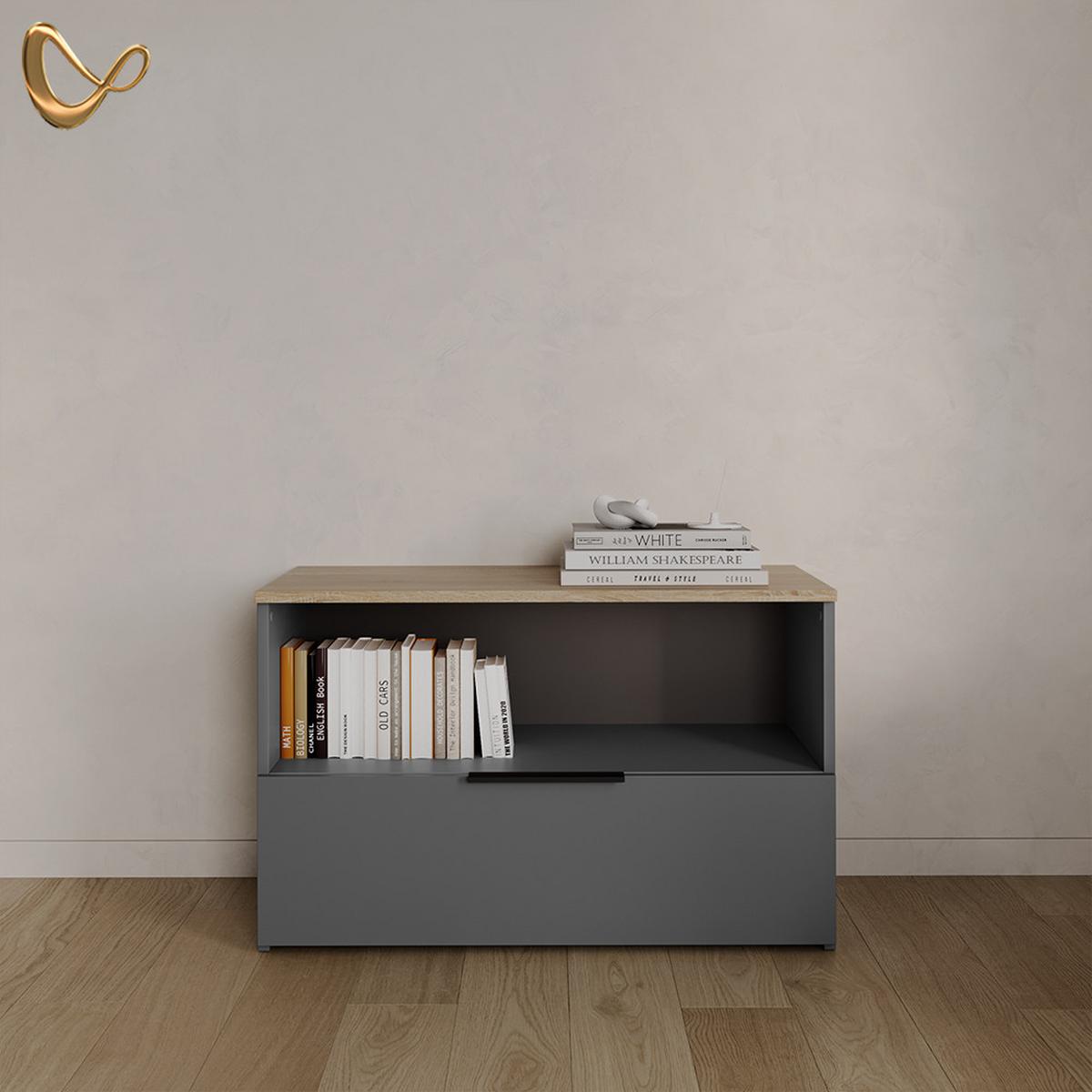 KOMMODE Piave Anthrazit/Sonoma mit 1 geschlossenem Fach - Anthrazit/Sonoma Eiche, Holzwerkstoff (80/50/40cm) - Livinity®