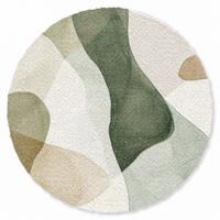 FUSSMATTE Japandi - Abstrakt - Grün Schmutzfangmatte 120x120 cm - Multicolor, Kunststoff (120/0.4cm) - MuchoWow