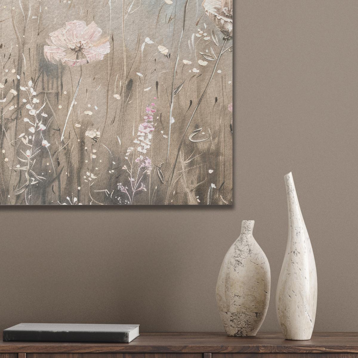 AKUSTIKBILD Blumen - Rosa - Modern - Beige Wandbilder 60x60 cm - Beige, Kunststoff (60/60/0.9cm) - MuchoWow