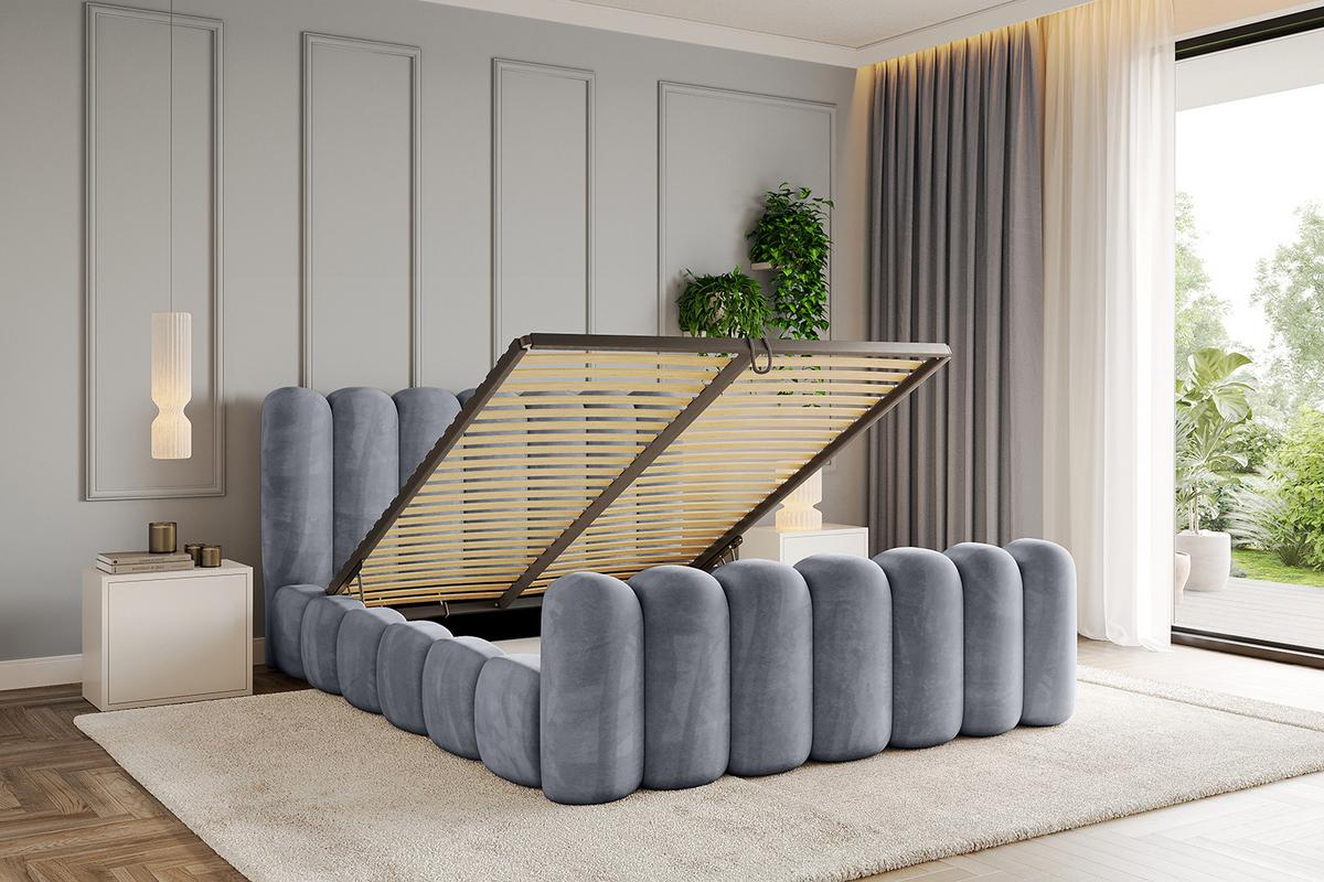 POLSTERBETT mit Bettkasten, Fußteil und Lattenrost, Boxbett ohne Matratze - SENA-Z 200x200 Grau - Grau, Holzwerkstoff/Textil (200/200cm) - ALTDECOR