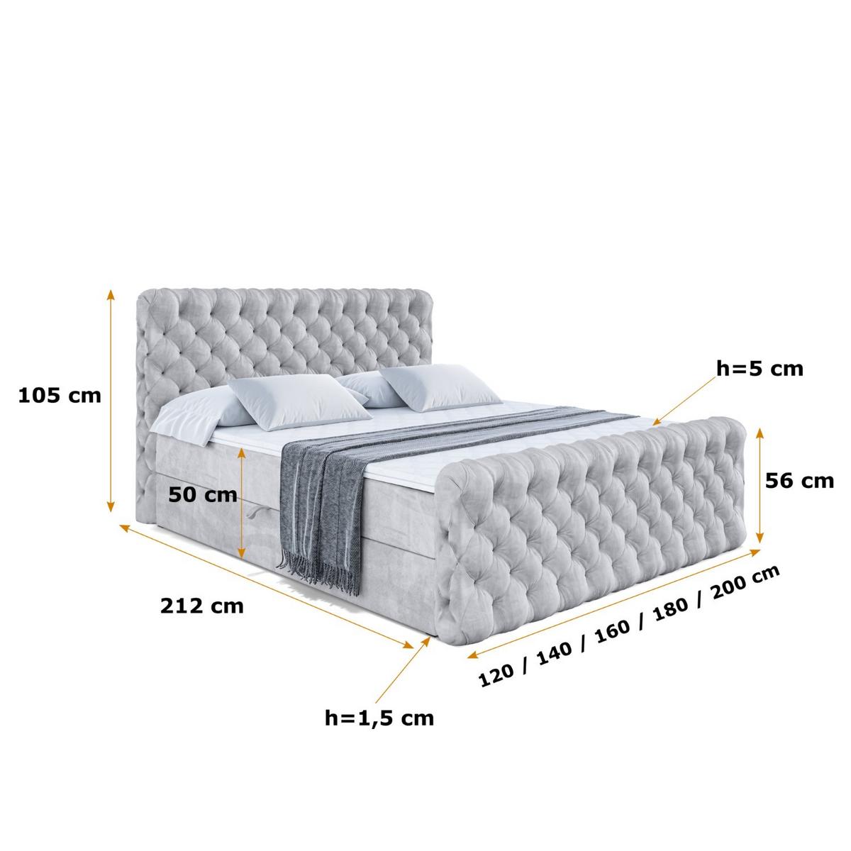 BOXBETT BOXI8-Z - 140x200 cm - H3 - Hellgrau - Hellgrau, Holzwerkstoff (140/200cm) - ALTDECOR