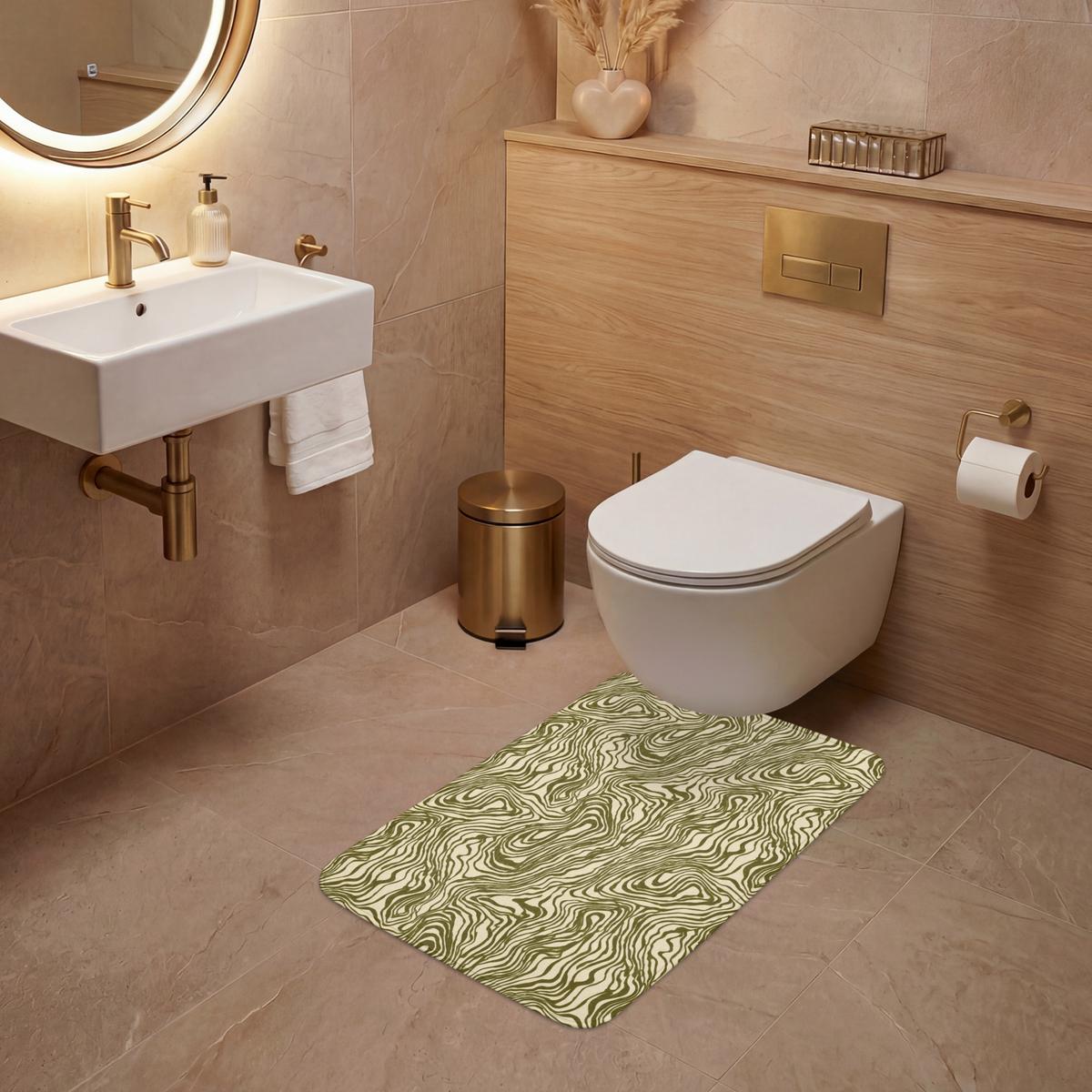 WC-VORLEGER Abstrakt - Marmor - Grün WC Teppich 50x80 cm - Dunkelgrün, Textil (50/1cm) - OnlyWow