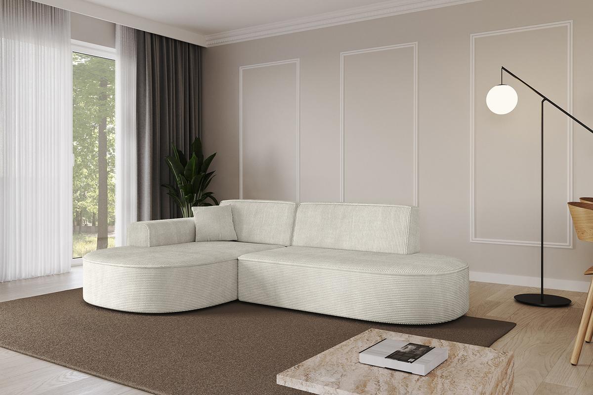ECKSOFA Ottomane Links MARI-L1 - 243x171x79 cm Creme Cord - Hellgrau/Creme, Holzwerkstoff/Kunststoff (163/234cm) - ALTDECOR