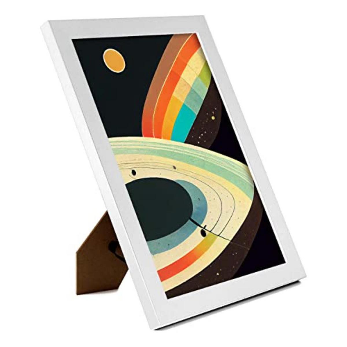 POSTER Set mit 4 Abstrakt Kurve Moderne Galaxien A4 Weißer Rahmen - Weiß, Papier (29.7/3cm) - Nacnic