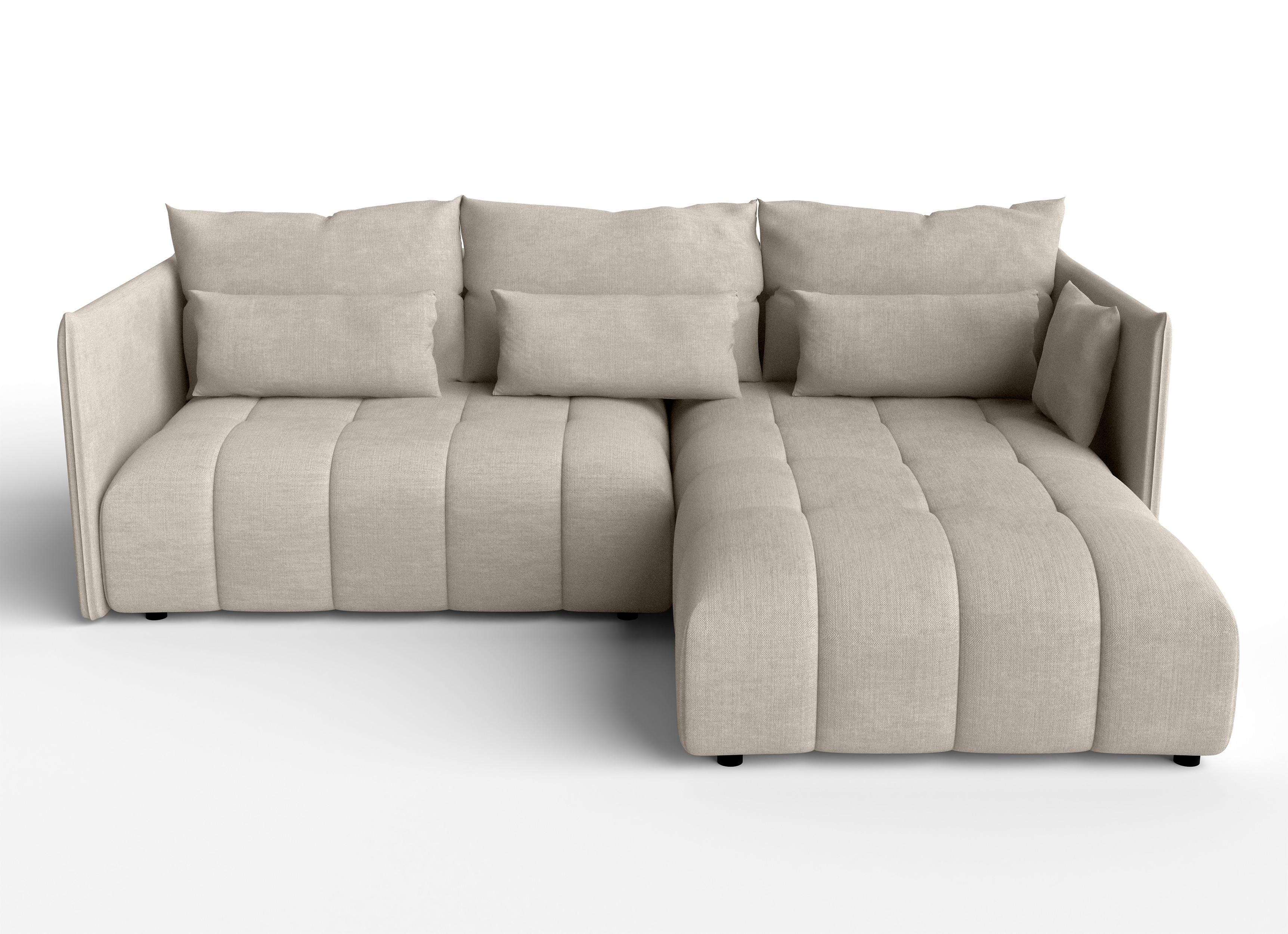 ECKSOFA L Form Cosmova Hellbraun 248/180/83 cm mit Schlaffunktion - Hellbraun/Schwarz, Kunststoff/Textil (248/180cm) - AX Living