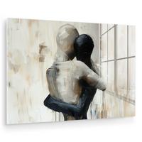 ACRYLGLASBILD Abstrakt - Liebe - Schwarz und weiß - Modern Wandbild Schlafzimmer 120x80 cm - Schwarz, Glas (120/80cm) - MuchoWow