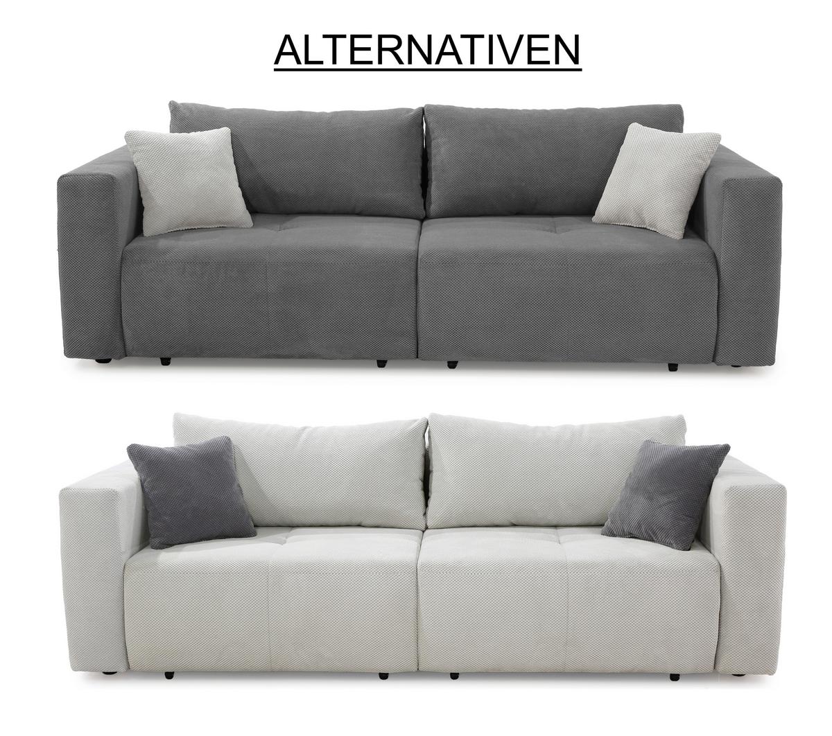 SCHLAFSOFA Verwandlung: Big-Sofa/Eckcouch, 2 Bettkästen, B243/T115-161/H84 cm, Liegefläche 145x197 cm, Waffelcord Grau / 15241 - Schwarz/Grau, Kunststoff/Textil (243/84/115cm) - luma-home