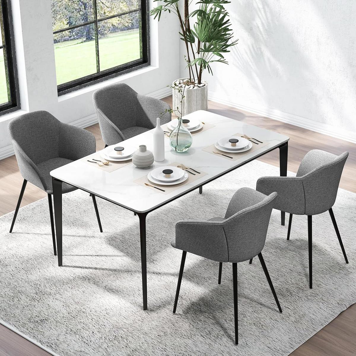 ESSZIMMERSTÜHLE Grau - Grau, Metall (60/83/53cm) - COSTWAY