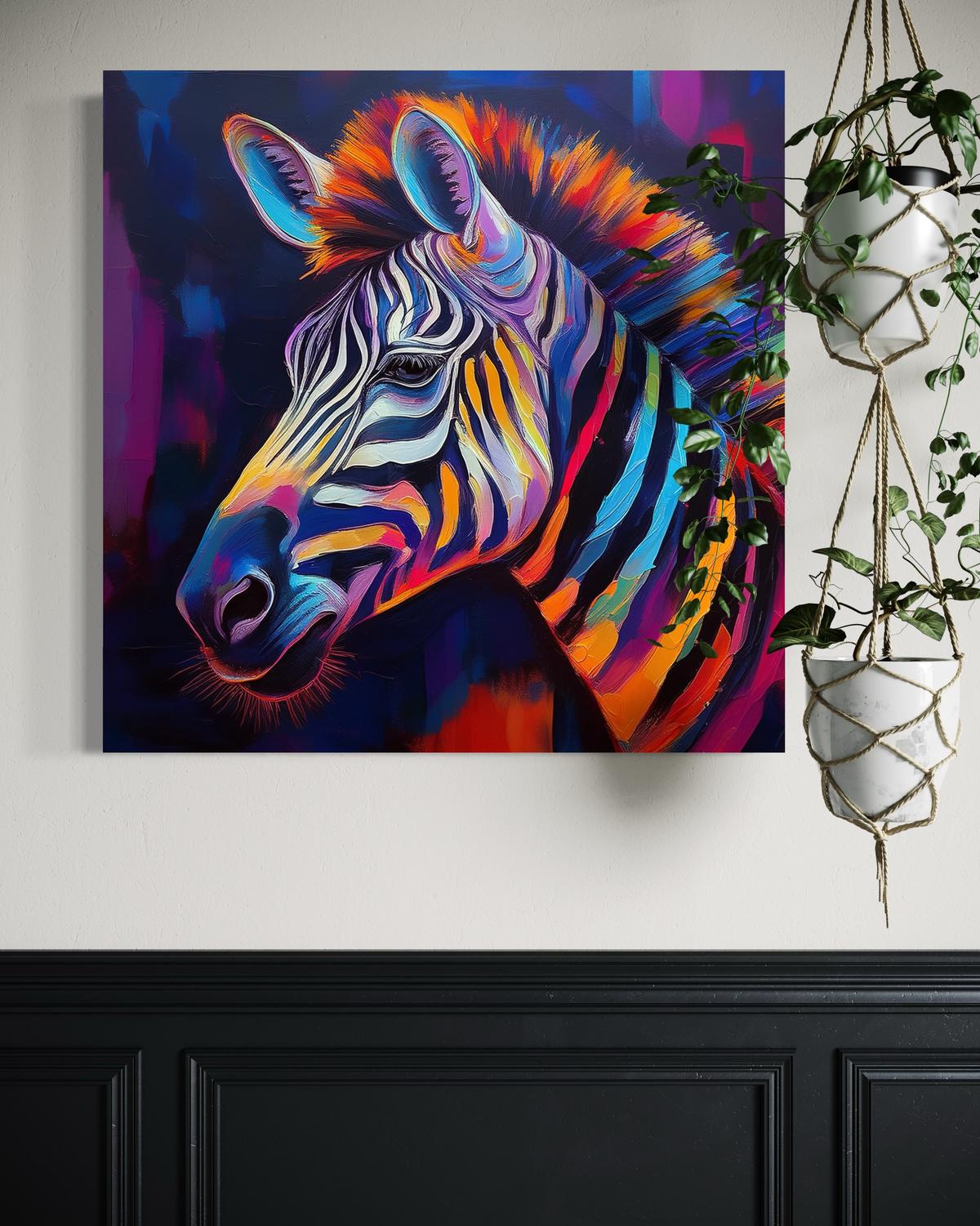 WANDBILD zebra tier pop art - Multicolor, Textil (30/30cm) - Feeby