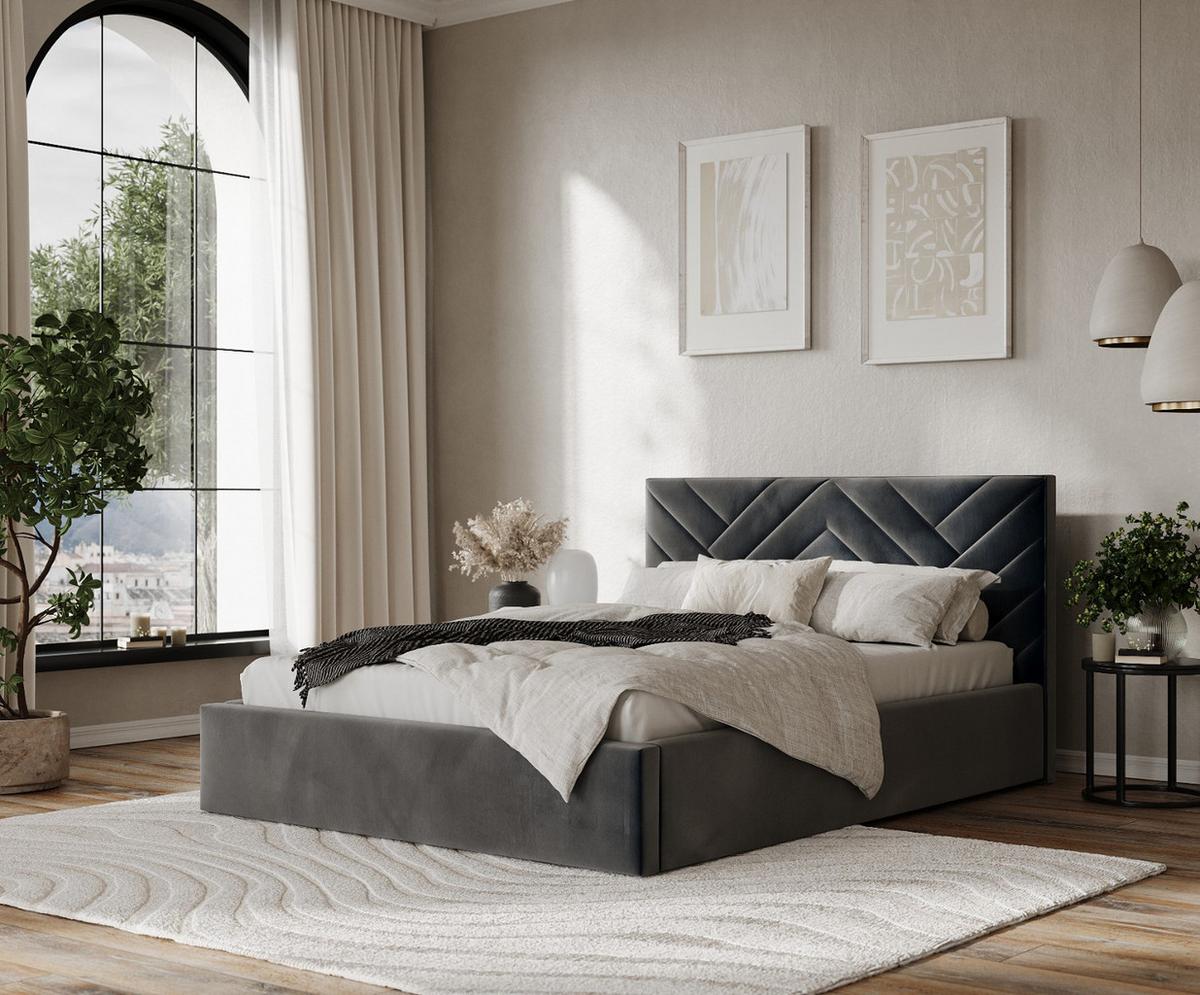 POLSTERBETT Arco 160/200 cm Anthrazit im Paros Stoff - Anthrazit/Schwarz, Holz/Holzwerkstoff (160/200cm) - AltaBeds