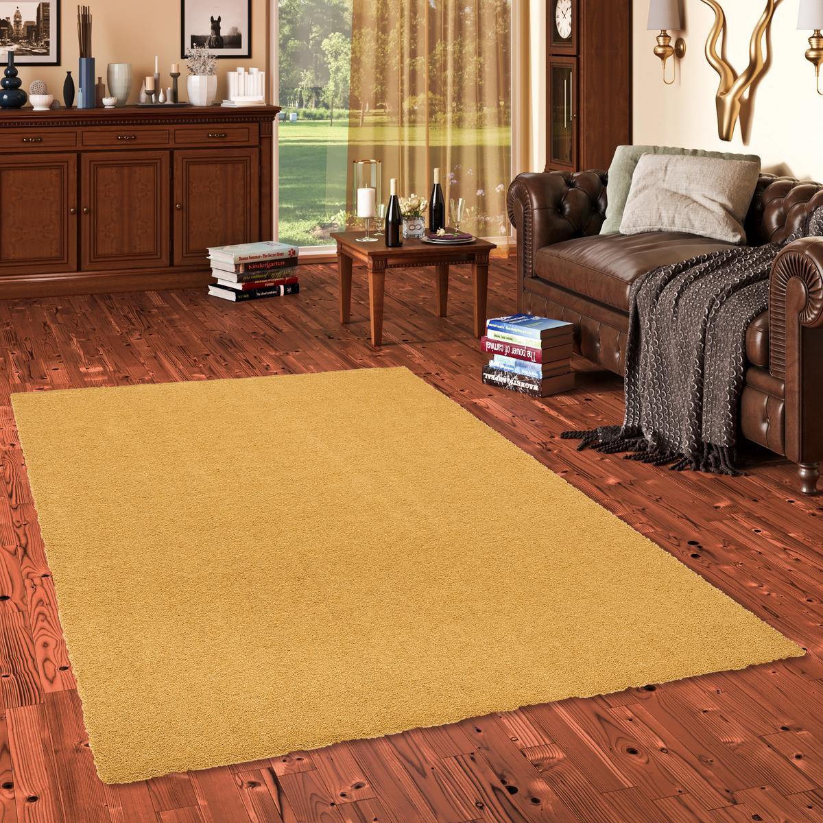 LUXUS HOCHFLOR SHAGGY TEPPICH VELVET - Currygelb, Textil (100/400cm) - Snapstyle