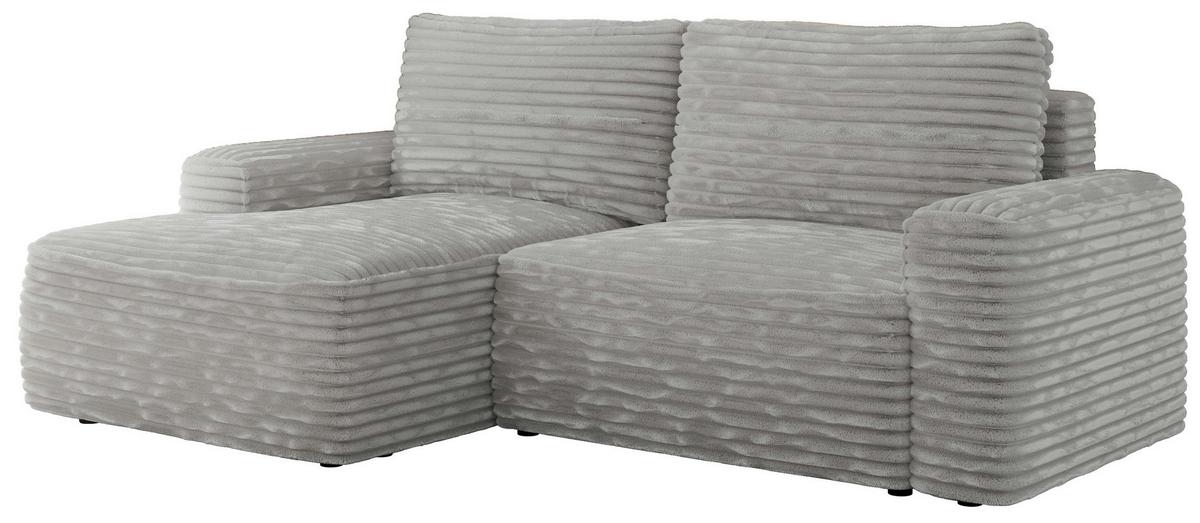 ECKSOFA BELLUNO L Grau Cord - Links - Schwarz/Grau, Textil (144/233cm) - MKS