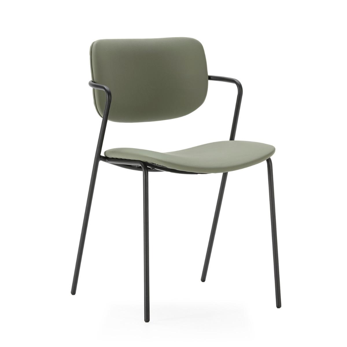 STÜHLEN (Set aus 2) mit schwarzen metallbeinen - maika 49/55/48 cm - Grün, Kunststoff (55/48/49cm) - Calicosy
