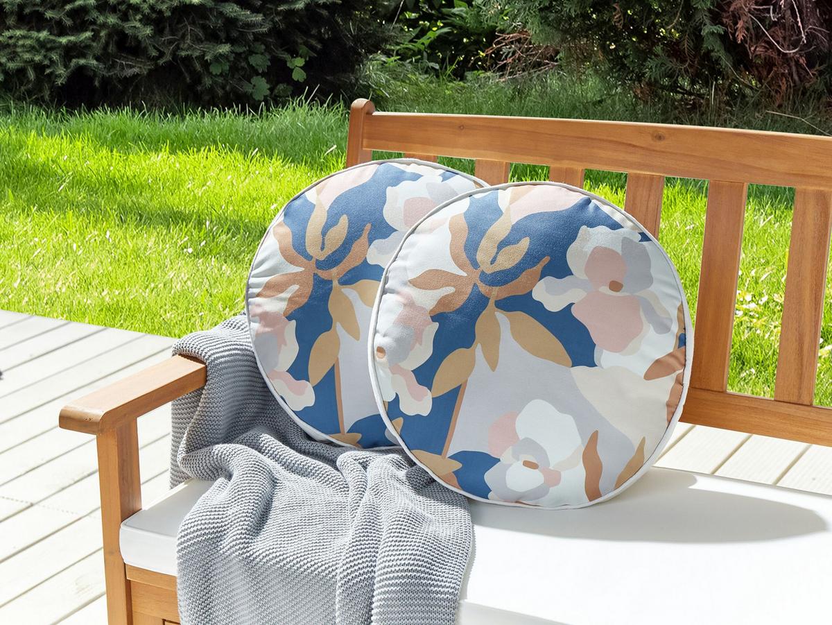 GARTENKISSEN 2er-Set Blumenmuster mehrfarbig 40 cm Verezzi - Multicolor, Textil (40/40cm) - Beliani