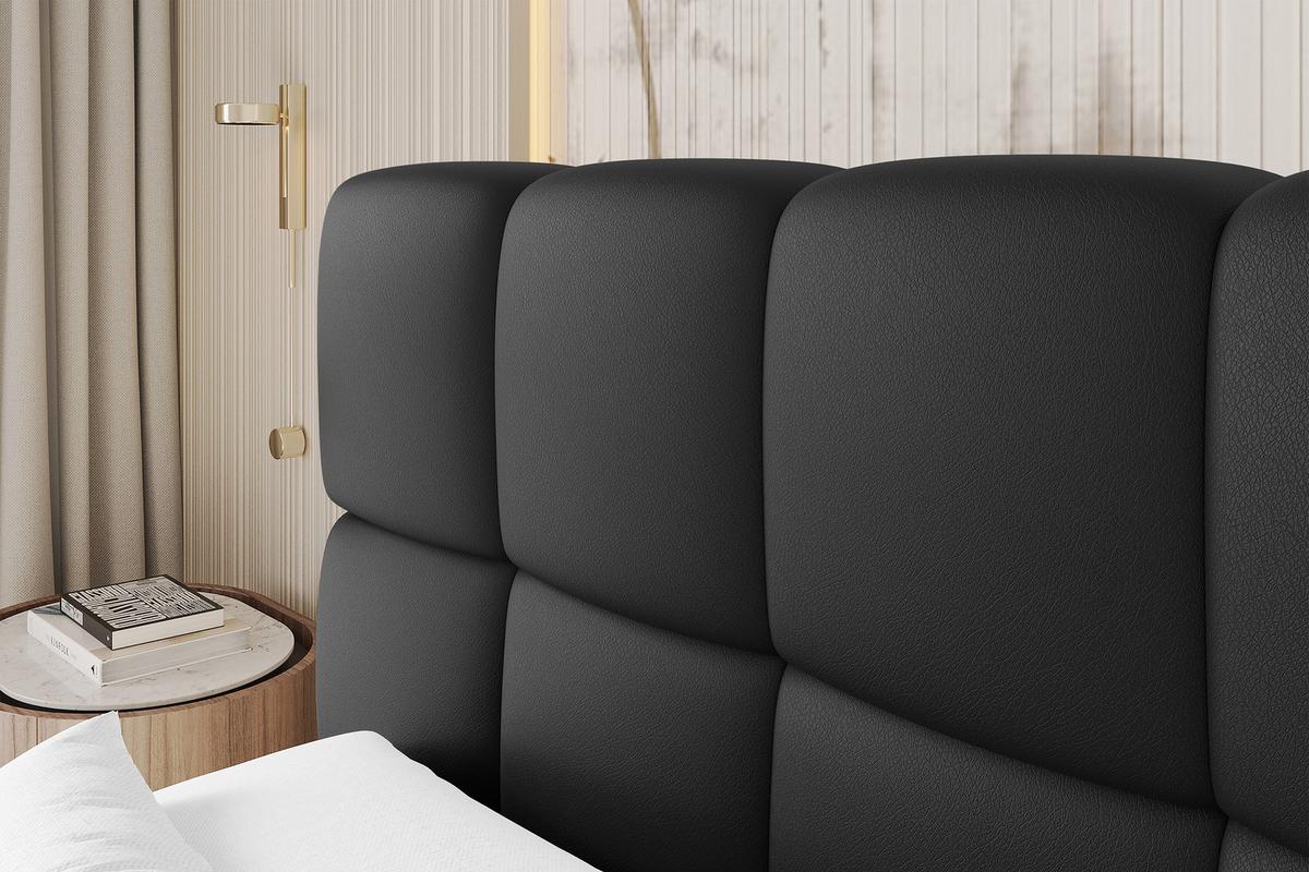 BOXBETT - AURI-H3 - 120x200 Schwarz Kunstleder - Schwarz Hochglanz, Holzwerkstoff (120/200cm) - ALTDECOR