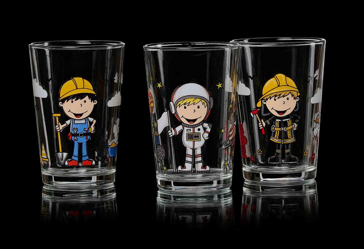 KINDERGLÄSER Berufe Jungen bunt 205 ml 3-tlg. - Multicolor, Glas (0.205L) - Ritzenhoff Breker