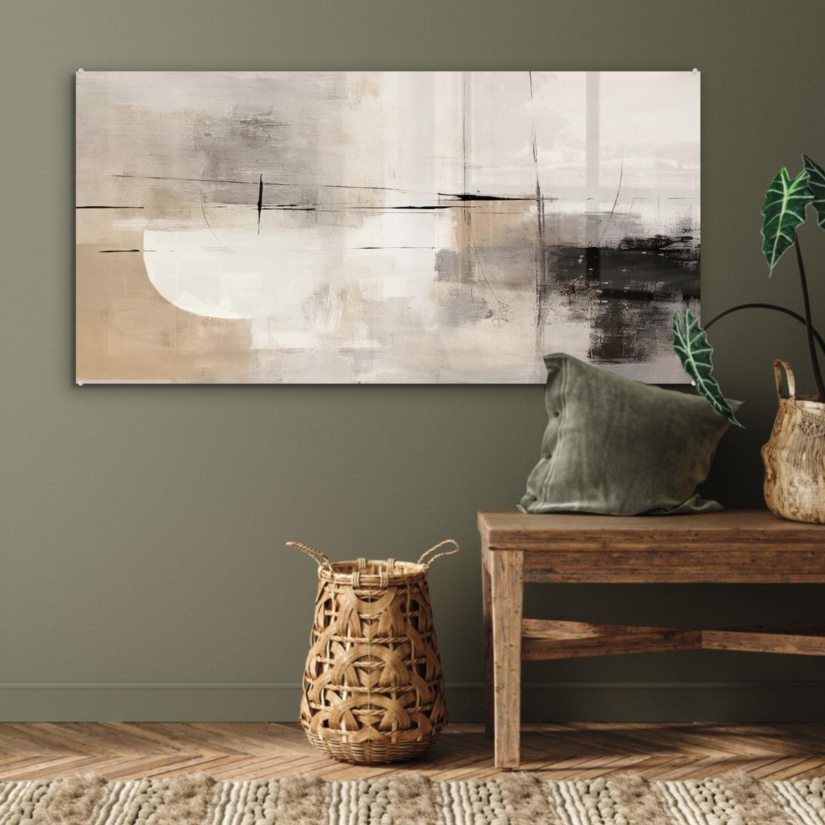 ACRYLGLASBILD Abstrakt - Kunst - Grau 120x60 cm - Hellgrau, Glas (120/60cm) - MuchoWow