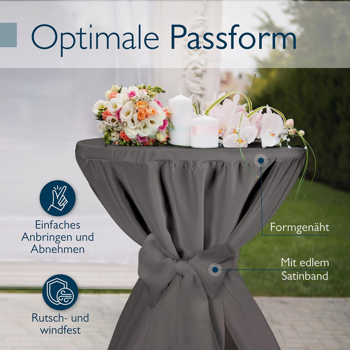 STEHTISCHHUSSE Premium Ø 80cm Anthrazit - Anthrazit, Kunststoff/Textil (80/145cm) - Beautissu 