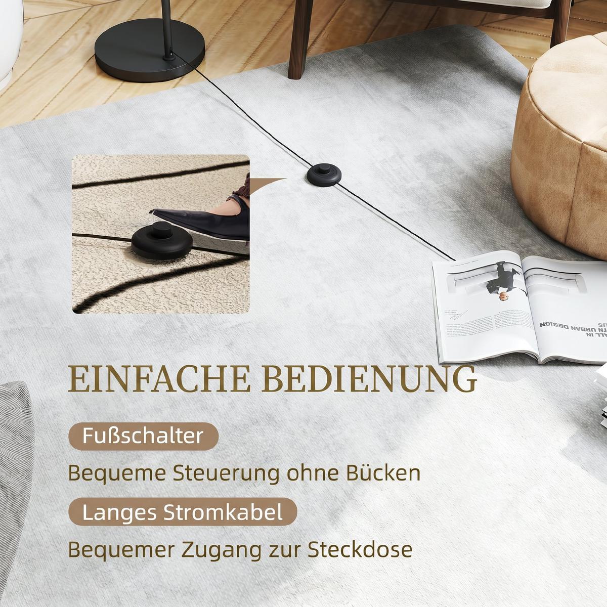 STEHLAMPE Eisen Leinenstoff Schwarz+weiß - Schwarz, Metall (47/37/153cm) - HOMCOM
