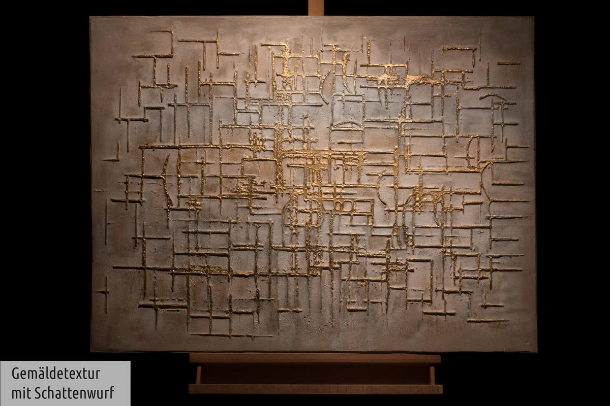 ACRYLBILD HANDGEMALT 100/75 cm - Beige/Goldfarben, Holz/Textil (100/75cm) - KUNSTLOFT