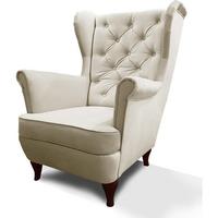 CHESTERFIELD-SESSEL Falco beige mit Holzbeinen - Wengefarben/Greige, Holz/Textil (82/102/92cm) - Beautysofa