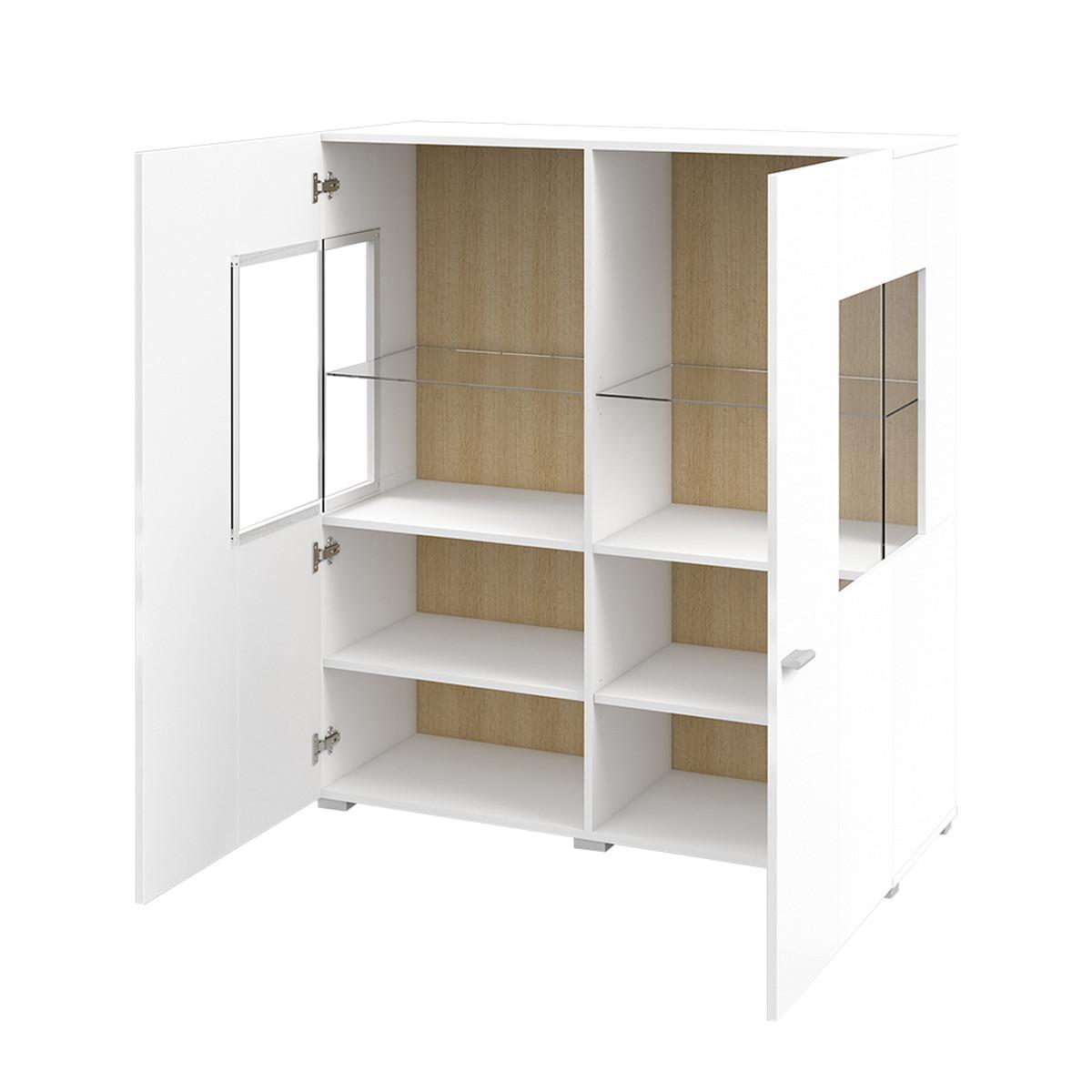 GESCHIRRSCHRANK Akram Weiß und Holz - Weiß, Holzwerkstoff (110/123/39cm) - Petits-meubles