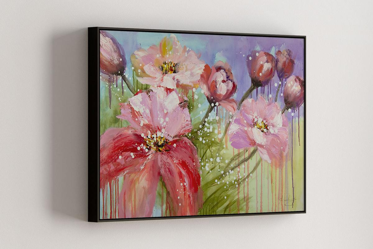 ACRYLBILD HANDGEMALT 90/60 cm - Pink, Holz/Textil (90/60cm) - KUNSTLOFT
