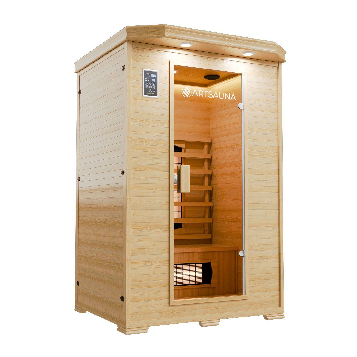 INFRAROTKABINE Oslo mit Vollspektrumstrahlern & Hemlockholz - Naturfarben, Holz (120/190/100cm) - Artsauna