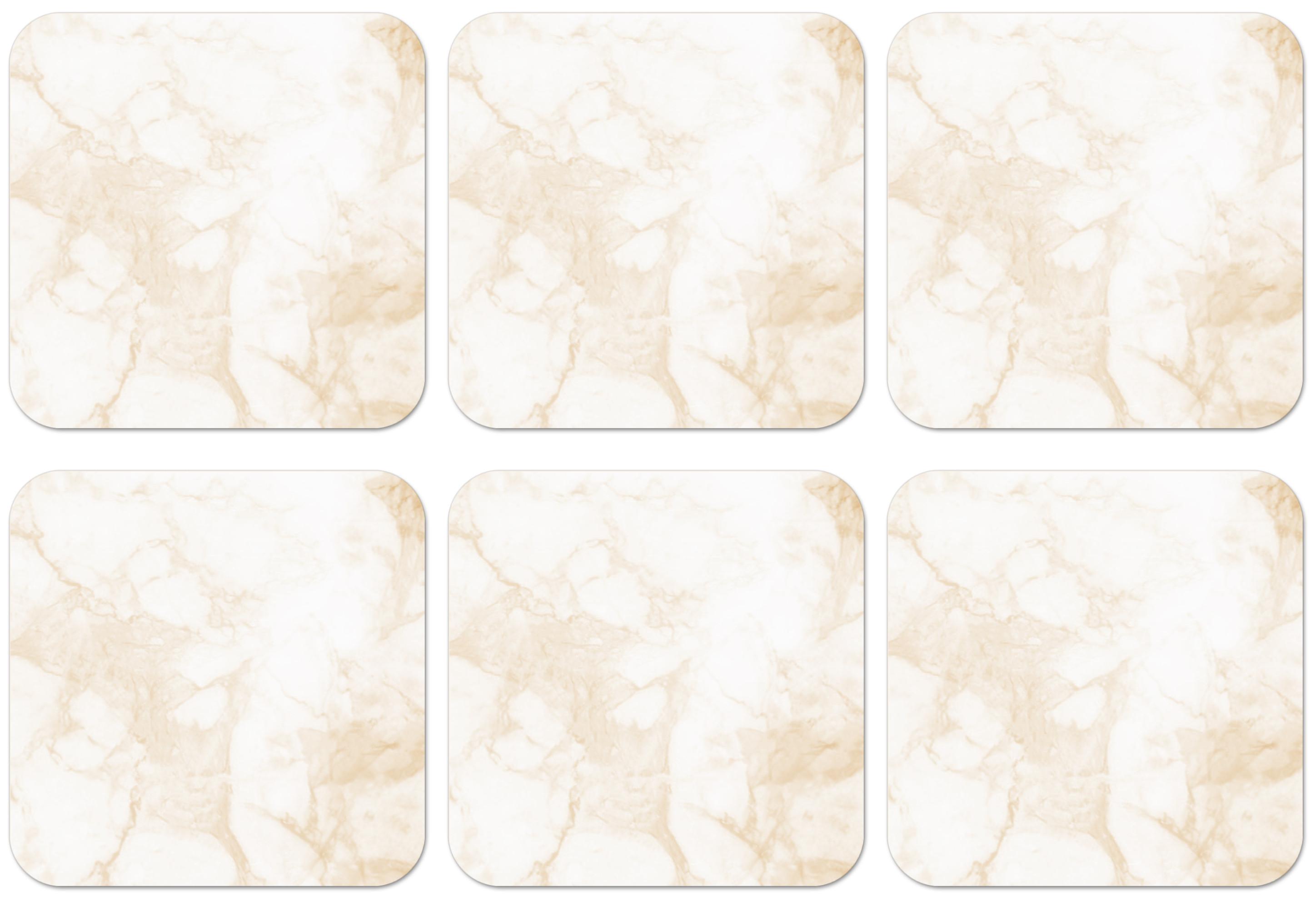 GLASUNTERSETZER 6er-Set Marmor - Weiß - Gold - Luxus Getränkeuntersetzer 10x10 cm - Creme, Naturmaterialien (10/0.2cm) - MuchoWow
