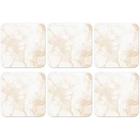 GLASUNTERSETZER 6er-Set Marmor - Weiß - Gold - Luxus Getränkeuntersetzer 10x10 cm - Creme, Naturmaterialien (10/0.2cm) - MuchoWow