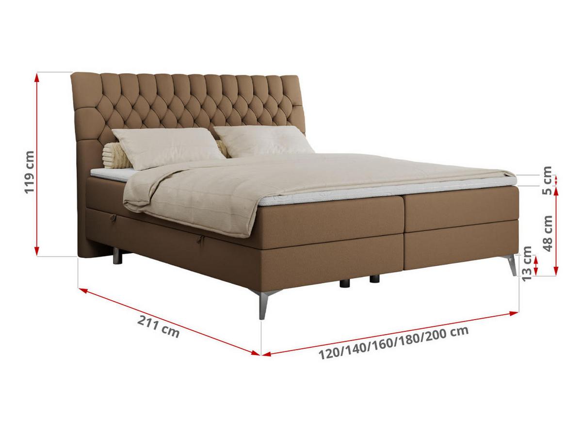 BOXBETT MILEN 120/200 Braun Kunstleder - H3 - Braun, Holz/Textil (120/200cm) - MKS
