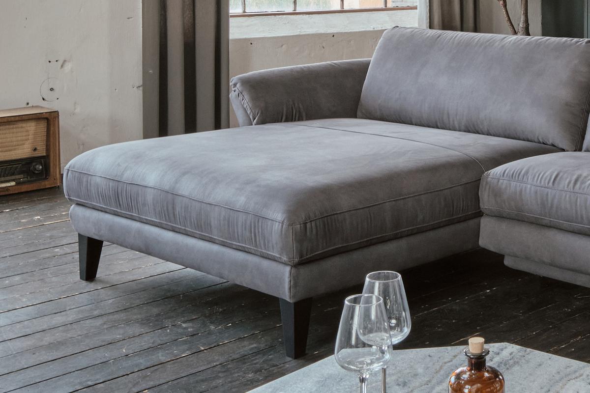 ECKSOFA MALTA Grau Webstoff - Schwarz/Grau, Buchenholz/Textil (302/175cm) - KAWOLA