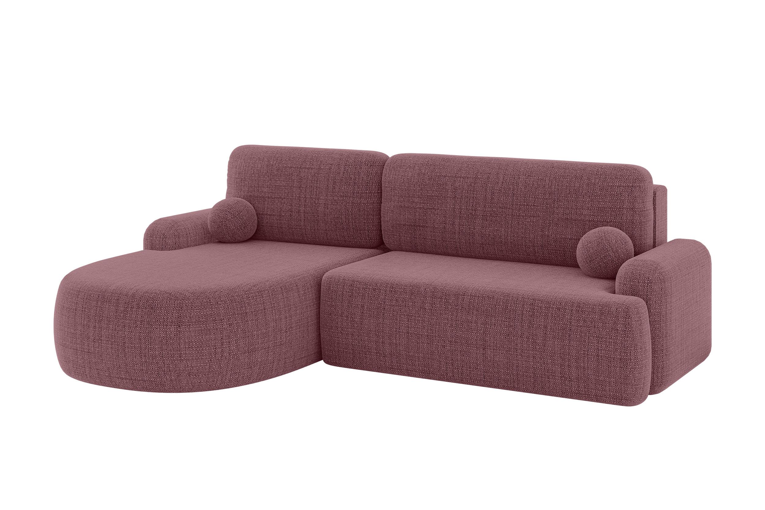 ECKSOFA mit Schlaffunktion und Bettkasten LIRA-L - 264x172x89 Altrosa - Altrosa, Holzwerkstoff/Textil (264/172cm) - ALTDECOR