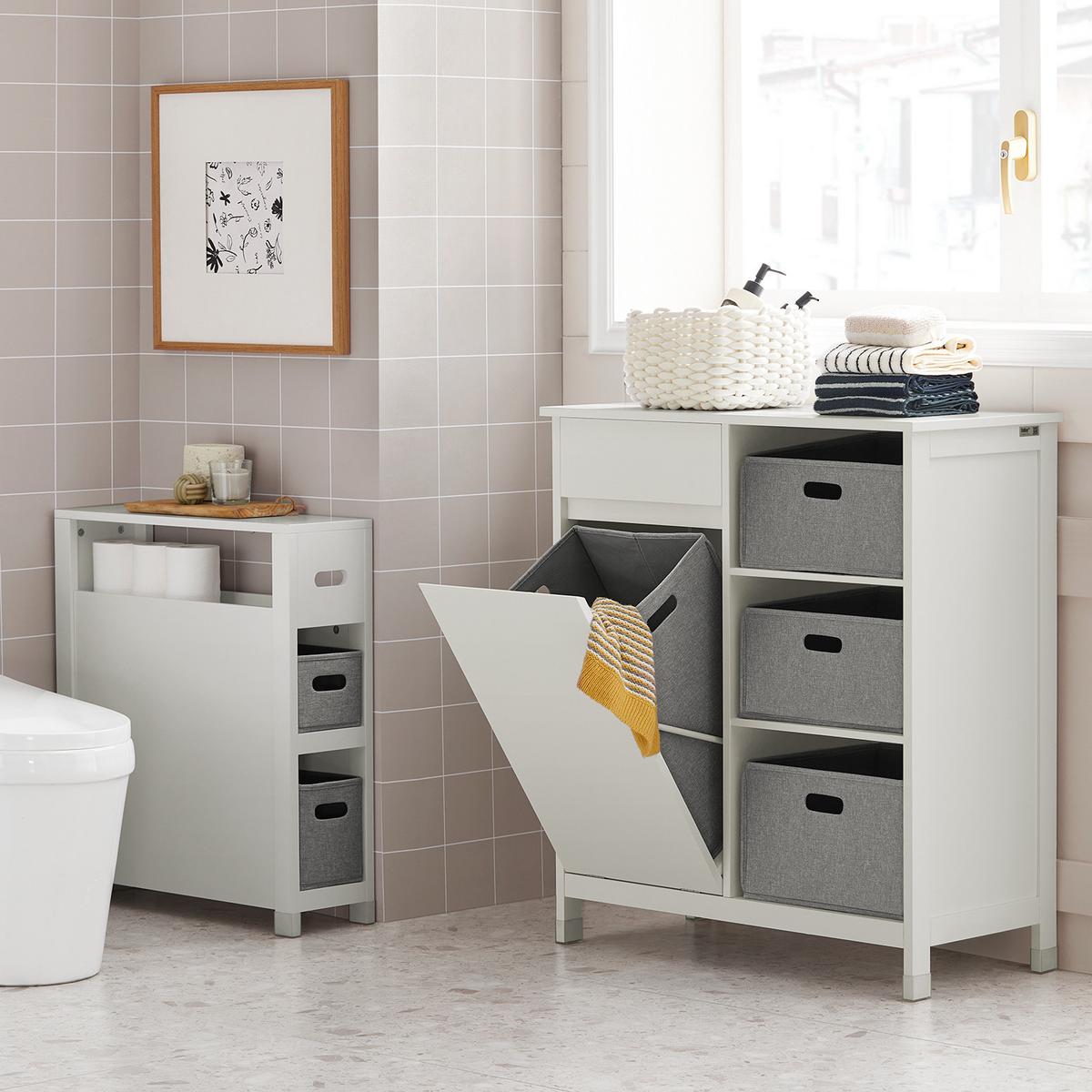 WÄSCHESCHRANK Weiß - Weiß, Holzwerkstoff (80/91/38cm) - SoBuy