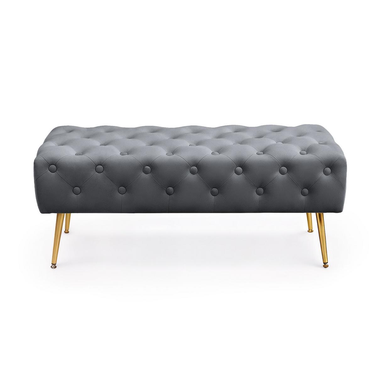POLSTERBANK mit Samt - Optik Graphit 42/41/42 - Grau, Textil (100/41/42cm) - RAUMHIRSCH FURNITURE