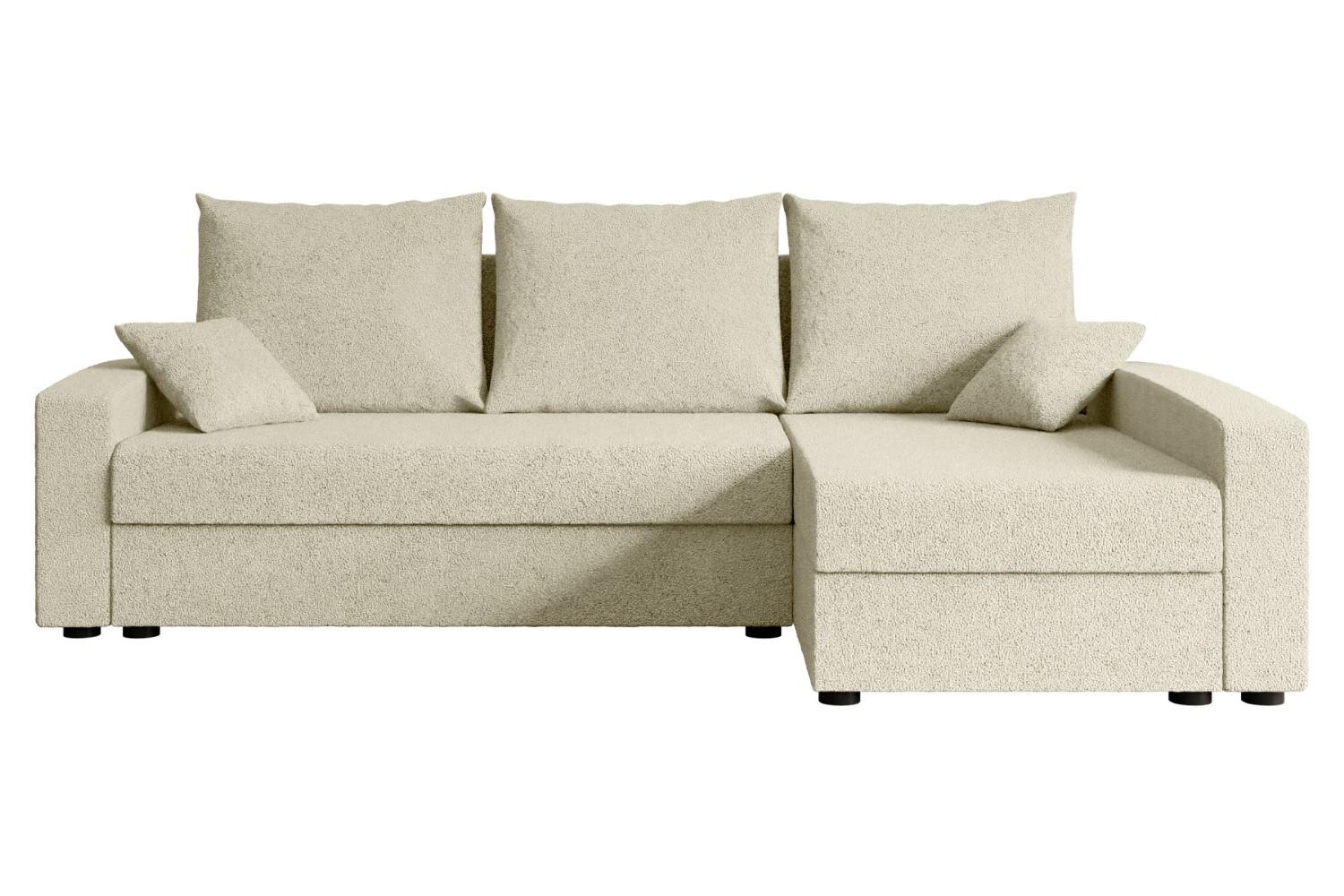ECKSOFA mit Schlaffunktion und Bettkasten ALESIA-L 231x140x90 cm Beige Bouclé - Beige/Silberfarben, Holzwerkstoff/Kunststoff (231/140cm) - ALTDECOR